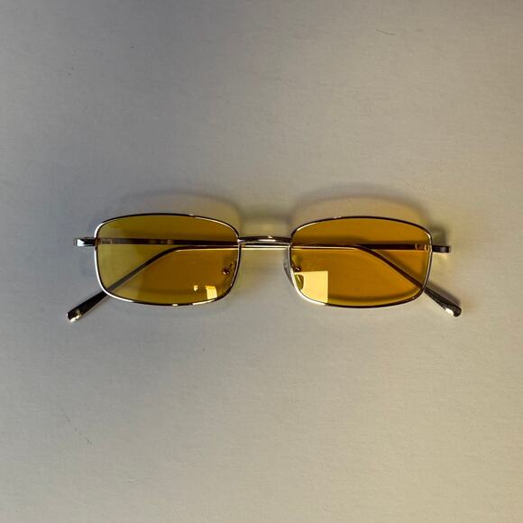 Y2K Retro Square Sunglasses – Small Frame Yellow Lenses, Unisex, UVA UVB, New - Picture 8 of 8